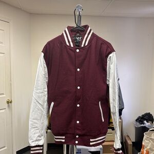 Men's Maroon and White Varsity Jacket